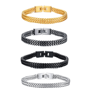 Bracelets chaîne vintage en maille pour homme, en acier inoxydable plaqué argent, or et noir, étanches et inaltérables, bijoux de mode - Product Image 1