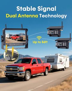 Caméra de recul solaire sans fil magnétique double 1080P vision nocturne avec moniteur 7 pouces antichoc installation facile Plug and Play pour camping-car et <span class=keywords><strong>remorque</strong></span> - Product Image 4