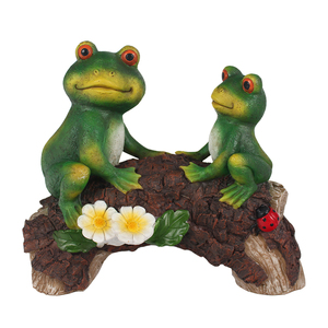 Estatua de resina de rana verde para jardín, escultura de Animal para Patio, arte y adornos de césped, Rana sentado en madera - Product Image 2