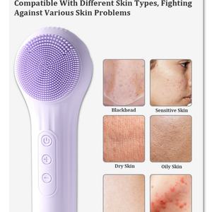 Brosse nettoyante faciale en silicone, étanche, vibrante, pour hommes et femmes, brosse chauffante pour le nettoyage et l'exfoliation du visage - Product Image 2