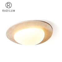 Plafonnier LED nordique Wabi-sabi, style crème, décoration de chambre à coucher, salon, pierre de travertin jaune, plastique, plafonnier Aurora Stone
