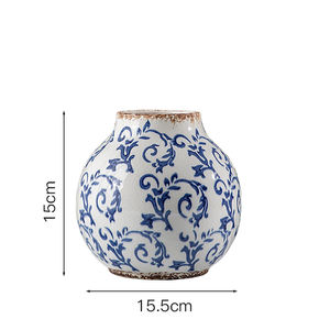Nouveau bleu blanc porcelaine Vase ornements chinois classique en céramique Vase Pot de fleur avec poignée pour la maison salon bureau - Product Image 6