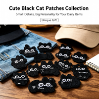 Badges thermocollants et écussons personnalisés en gros, motif Chat Noir, brodés, à coudre ou à repasser pour vêtements