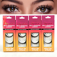 Faux cils synthétiques faits à la main, sans cruauté, auto-adhésifs, pré-collés, en bande complète, réutilisables, pour maquillage des yeux, vente en gros