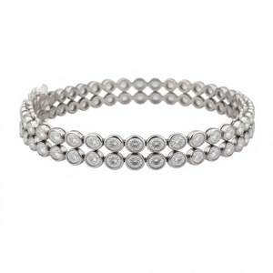 กำไลข้อมือเพชรทรงเทนนิสขอบทองคำขาว 14K เพชรธรรมชาติสี K-L คุณภาพ VS-SI เครื่องประดับทองคำชั้นดี - Product Image 5
