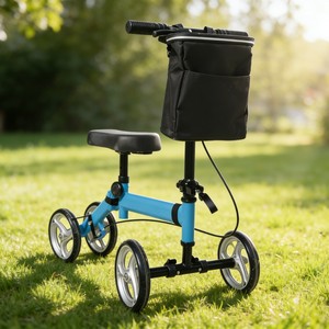 Déambulateur pliable en acier au carbone à une seule jambe avec siège et panier pour personnes âgées et adultes, utilisation en extérieur - Product Image 3