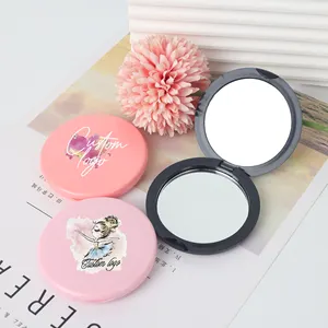 Personnalisé à la mode miroir rond en plastique Double face pli Portable maquillage rond miroir compact