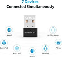 Adaptador BT5.4 para PC, Dongle USB BT5.4V, Baja Latencia, Plug & Play, Sin Controladores, para Windows 7/10/8.1/11, Alta Ganancia (Negro)