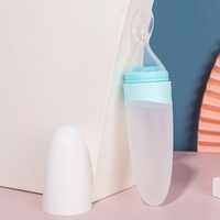 Ensemble de nouveaux produits pour bébés cuillère à fruits manuelle en silicone et biberon complémentaire conçu sur mesure pour les nouveau-nés