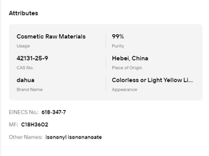 Isononyl Isononanoate de qualité cosmétique, huile d'ester synthétique, matière première pour la formule de crème, de lotion et de maquillage - Product Image 6