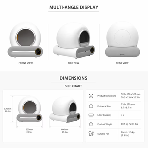 กระบะทรายแมวอัตโนมัติทรงกลม พร้อมระบบควบคุมกลิ่นและการทำงานที่เงียบ - Product Image 6