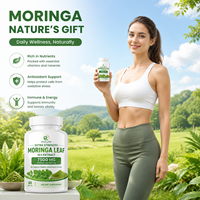 Kapsul Ekstrak Daun Moringa OEM 10:1 750mg Antioksidan Kesehatan Imunitas Label Pribadi Suplemen Vegan 60 Kapsul Vegetarian