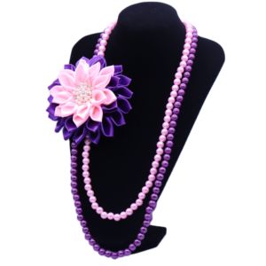 Dainty greco Kappa Epsilon Psi simbolo viola <span class=keywords><strong>e</strong></span> colori rosa catena di perle che fanno dichiarazione Soror fiore collana decorata - Product Image 5
