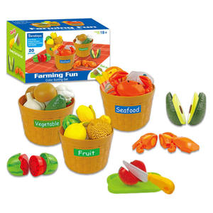 Ensemble d'apprentissage des couleurs pour tout-petits, jeu de tri, thème ferme, marché, cuisine, aliments et fruits de mer, jouets pour enfants pour couper les fruits et légumes - Product Image 1