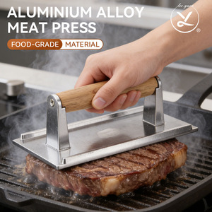 Prensa de Carne de Aluminio de Grado Comercial con Mango Frío al Tacto, Antiadherente, para Asar Hamburguesas y Bacon en Planchas y Parrillas - Product Image 1