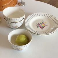 Service de table en céramique rétro à motif floral français, vaisselle de luxe vintage à l'aspect élégant, bols à riz/soupe/nouilles