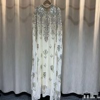 Robe de soirée de luxe en perles de cristal pour femme musulmane, Abaya, vêtements islamiques, élégante, manches chauve-souris, robe longue ample en mousseline
