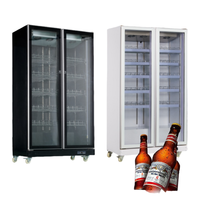 Lemari Pendingin Showcase 4 Pintu 1700L Satu Suhu Bahan Stainless Steel Tipe Remote 5 Lapis Ukuran Penuh dengan Lampu LED dan Kaca
