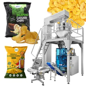Automatic plastic back seal bag cassava chips packing machine multihead weigher banana chips packaging machine
