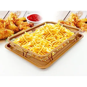 Hot Sell Stainless Steel Fry Basket French Fries Holder With Handle Fried Food Table Serving