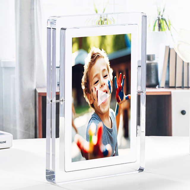 7-Inch HD IPS Transparent Acrylic Frame NFT Digital Photo Frame with Battery Video Playback Function