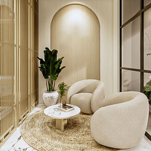 เฟอร์นิเจอร์ร้านเสริมสวยสไตล์โมเดิร์นแบบกำหนดเอง ออกแบบตกแต่งภายในร้านเสริมสวย กระจกแต่งหน้าร้านทำผม พร้อมไฟ LED - Product Image 6