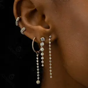 Gemnel Fashion Designs New Model Earrings Bamboo Huggie Hoop Earrings
