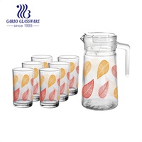Ensemble de carafe en verre coloré, avec carafe à boire, lot de 7 pièces, décoratifs de fleurs, bon marché, Promotion du nouvel an