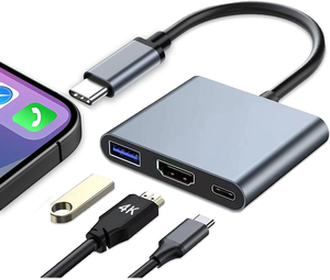 USB <b>C</b> to HDTV Multiport Adapter, USB <b>C</b> <b>Hub</b>, USB <b>C</b> to USB Adapter with 4K HDTV+ USB 3.0 5Gbps + 100W Power Delivery, USB <b>C</b> Dongle - Product Image 1
