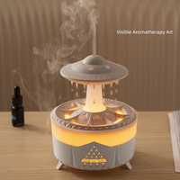 Humidificateur d'air UFO, diffuseur d'arômes Nuage de pluie, diffuseur ultrasonique Goutte de pluie, contrôle à distance, veilleuse, diffuseur champignon, huile essentielle YS