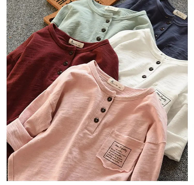 Kids Plain T Shirt Tops for Child Boys Girls Baby Toddler Solid Color Boy Long Sleeve T Shirts