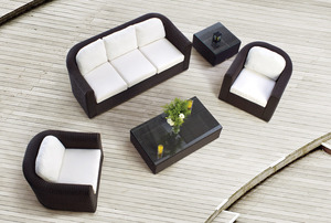 Set di Divani da Giardino con Design Curvo del Bracciolo Reale, Mobili da <span class=keywords><strong>Patio</strong></span> in Vimini per Esterni - Product Image 2