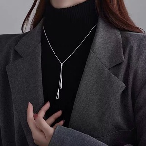 Alloy Long Sweater Chain Necklace Geometric Triangle Style Silver Gold Women's Jewelry Daily Wear Fashion Pendant Necklaces - Product Image 1