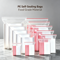 Sac à fermeture éclair en PE transparent écologique, imprimé sur mesure, auto-scellant, pour fruits secs, noix, sushis, aliments pour animaux, gelée, sachet