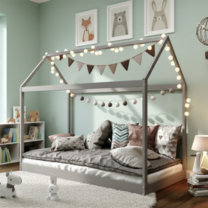 Muebles de Dormitorio Modernos para Niños Pequeños, Cama <span class=keywords><strong>Montessori</strong></span> de Madera <span class=keywords><strong>Blanca</strong></span> y Gris, Cama Infantil Tipo Casa - Product Image 1