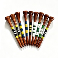 Tees de golf en bambou personnalisés de haute qualité, emballés en boîte, 60mm 70mm 83mm, avec logo personnalisé et rayures dorées imprimées