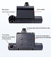 Caméra embarquée 4G 1080p à 3 objectifs, 3 canaux, avec suivi GPS, capteur G, double objectif, boîte noire de voiture, gestion de flotte