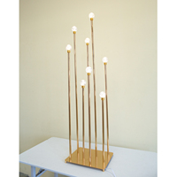 Support de bougies doré en métal à 8 têtes pour allée de mariage, bougeoir LED sur pied pour décoration de mariage - LT260047