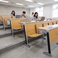 Siège pliant en matériau anti-rouille avec tablette d'écriture intégrée et support de livre – Design moderne et écologique pour l'école et l'atelier