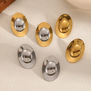 <b>Stud</b> Earrings Oval Geometric Gold Plated <b>Titanium</b> Steel For Women Everyday Wear - Product Image 3