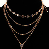 Kalung Berlian Imitasi Wanita 2 Buah Kalung Bentuk Y Choker Warna Perak Liontin Rumbai Grosir