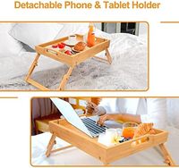 Plateau de lit pliable personnalisé en bambou, plateau de service pour petit-déjeuner, plateau pour ordinateur portable, plateau pour collations, utilisation en cuisine, salon, S