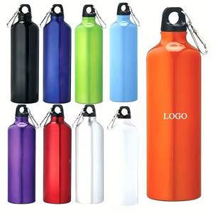 Bouteille d'eau sport en aluminium métallique réutilisable, personnalisable, colorée, promotionnelle, 20 oz, 500 ml, 750 ml, avec étui et mousqueton - Product Image 1