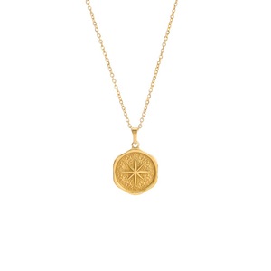 Collar Personalizado de Fábrica con Colgante de Sol, Luna y Estrellas, Hexagrama, para Mujer, <span class=keywords><strong>Islam</strong></span>, Acero Inoxidable Chapado en Oro de 18K, Collar con Estrella del Norte - Product Image 1