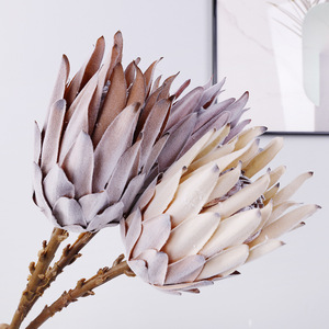 Retro Large King Protea 21-3 Flocked <b>Artificial</b> <b>Flower</b> Wedding Home Decor High Simulation Plastic Silk - Product Image 1