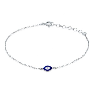 Pulsera de Plata de Ley 925 Personalizada con Ojo Azul Marino - Product Image 1