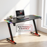 Bureau de jeu AOR, plateau écologique, design moderne, 20 modes d'éclairage RGB, porte-gobelet, boîte de rangement pour prises, acier inoxydable personnalisable