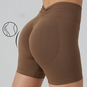 Vente en gros de shorts de gym pour femmes, taille haute, course à pied, en nylon, yoga athlétique, motard personnalisé, sans couture, short de yoga Troa Deportiva Mujer - Product Image 6