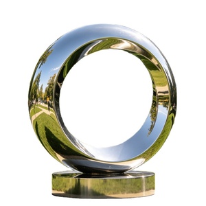Sculpture abstraite de luxe en acier inoxydable, grande finition peinte, résistante aux intempéries, personnalisable, Art déco, décoration de jardin et de paysage - Product Image 1