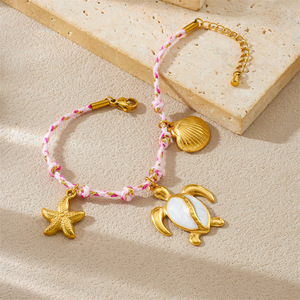Fashion Charm Bracelet Zinc Alloy Turtle Starfish Shell Pendant Women's Jewelry Gift Accessory - Product Image 3